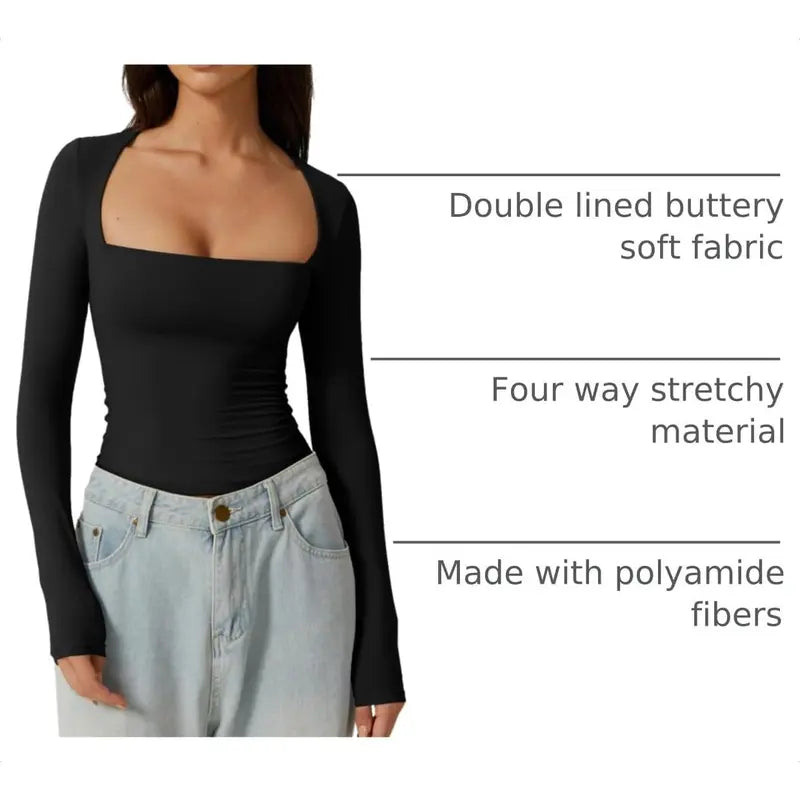 SQUARE NECK FITTED TOP