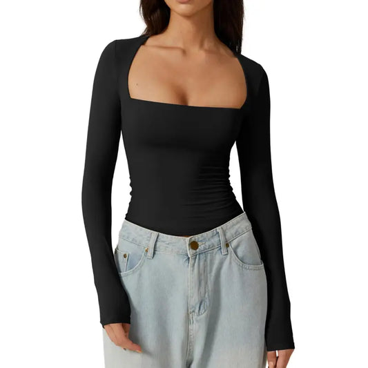 SQUARE NECK FITTED TOP