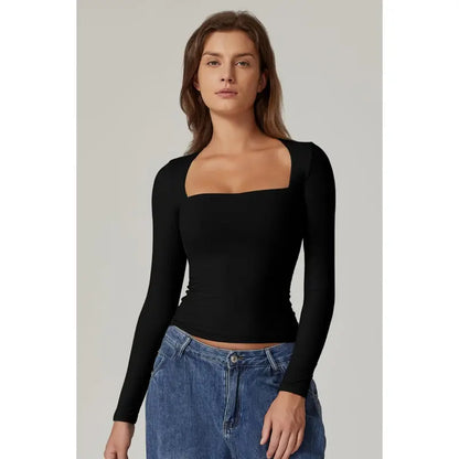 SQUARE NECK FITTED TOP