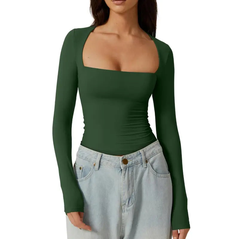 SQUARE NECK FITTED TOP