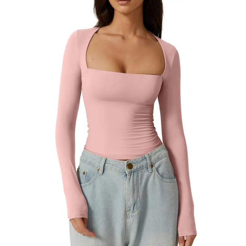 SQUARE NECK FITTED TOP