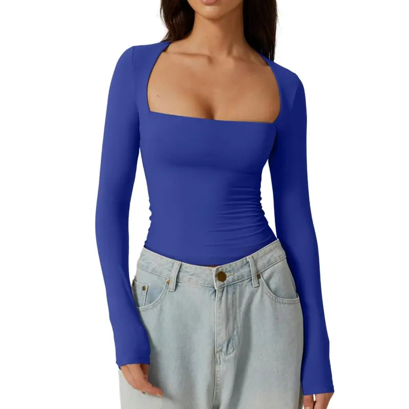 SQUARE NECK FITTED TOP