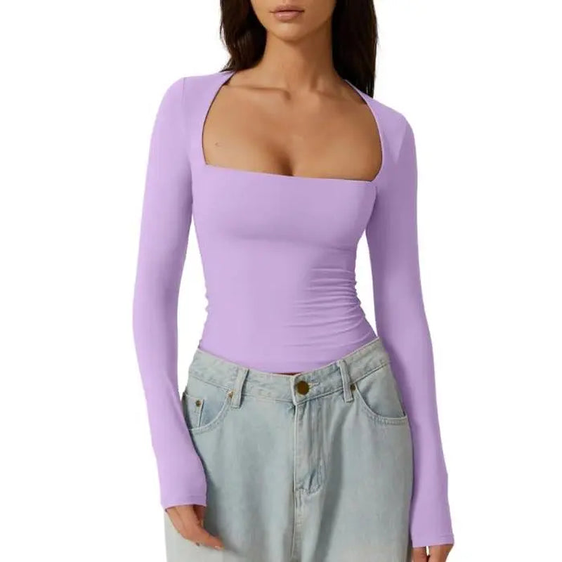 SQUARE NECK FITTED TOP