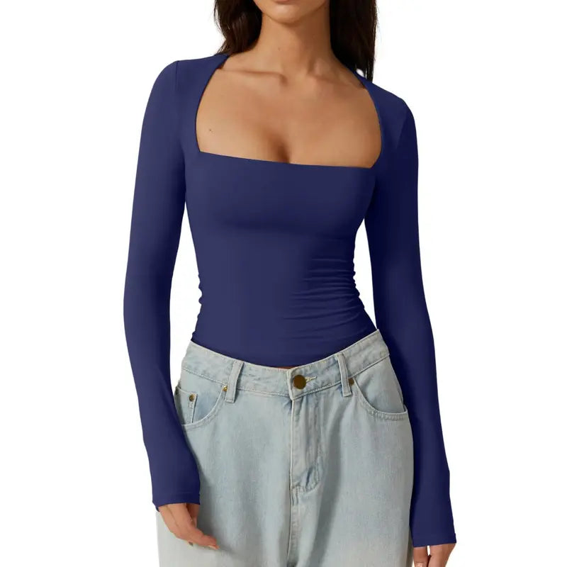 SQUARE NECK FITTED TOP
