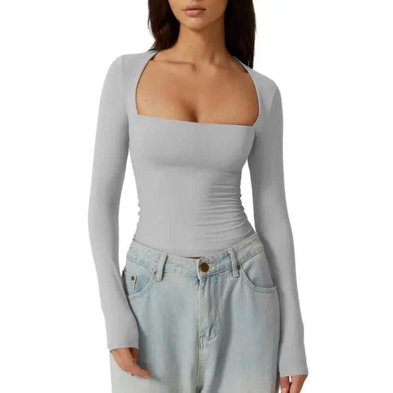 SQUARE NECK FITTED TOP