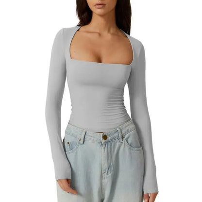 SQUARE NECK FITTED TOP