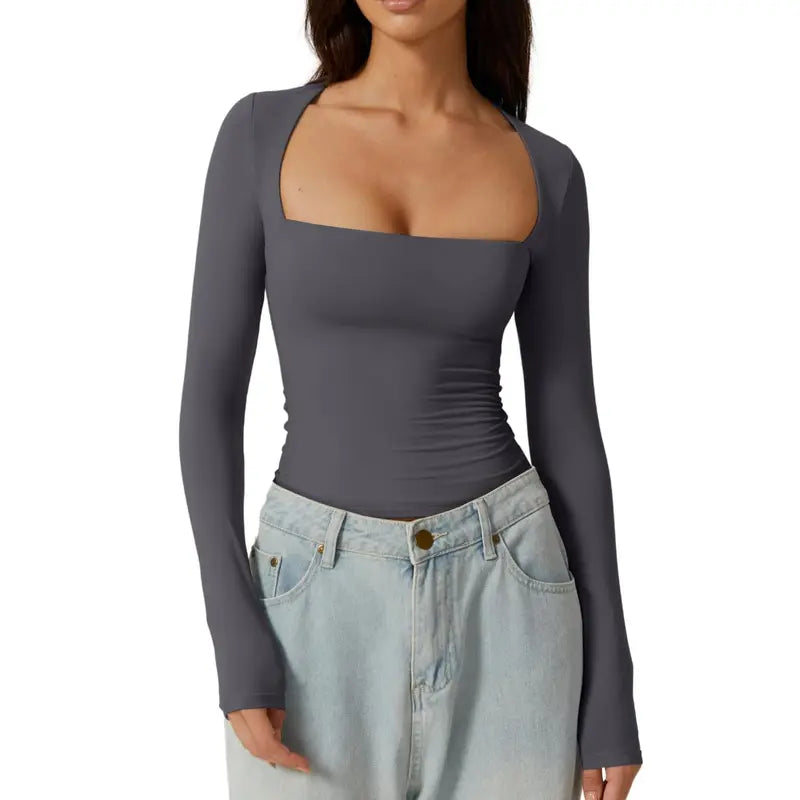 SQUARE NECK FITTED TOP