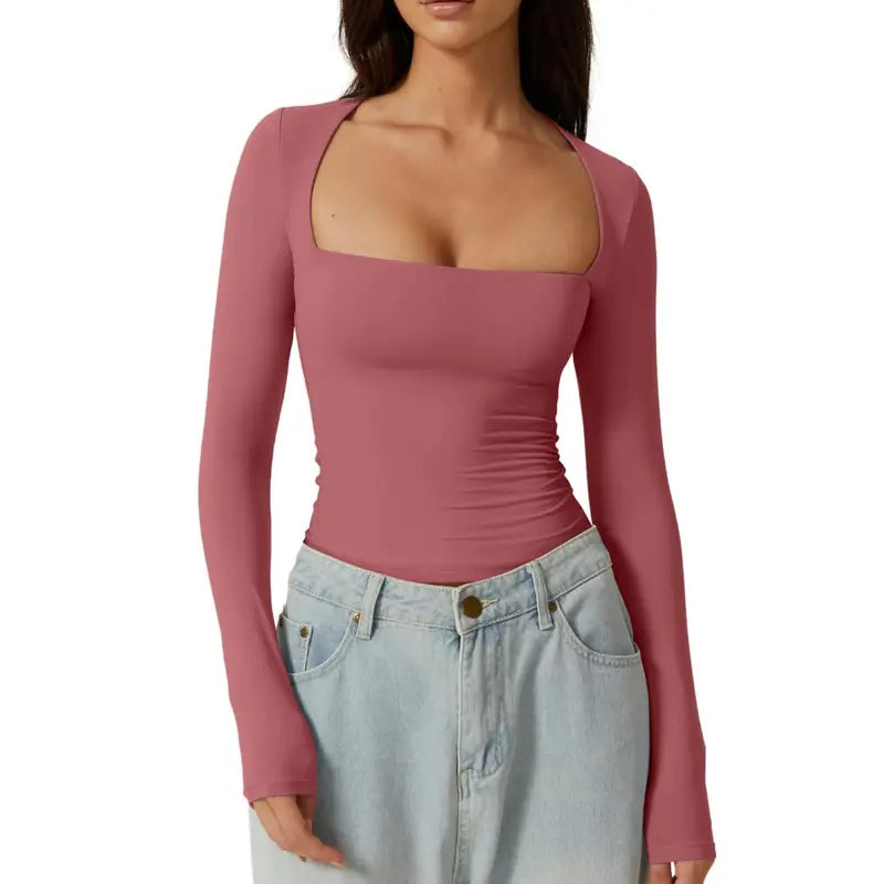 SQUARE NECK FITTED TOP