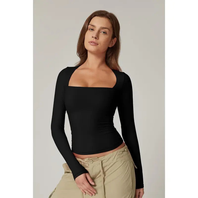SQUARE NECK FITTED TOP