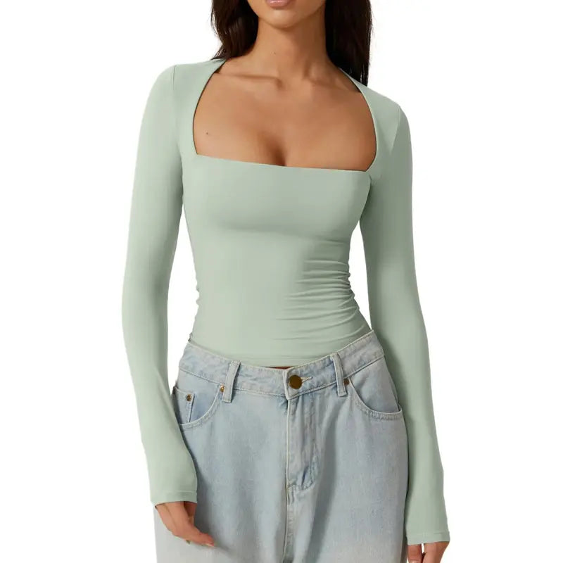 SQUARE NECK FITTED TOP