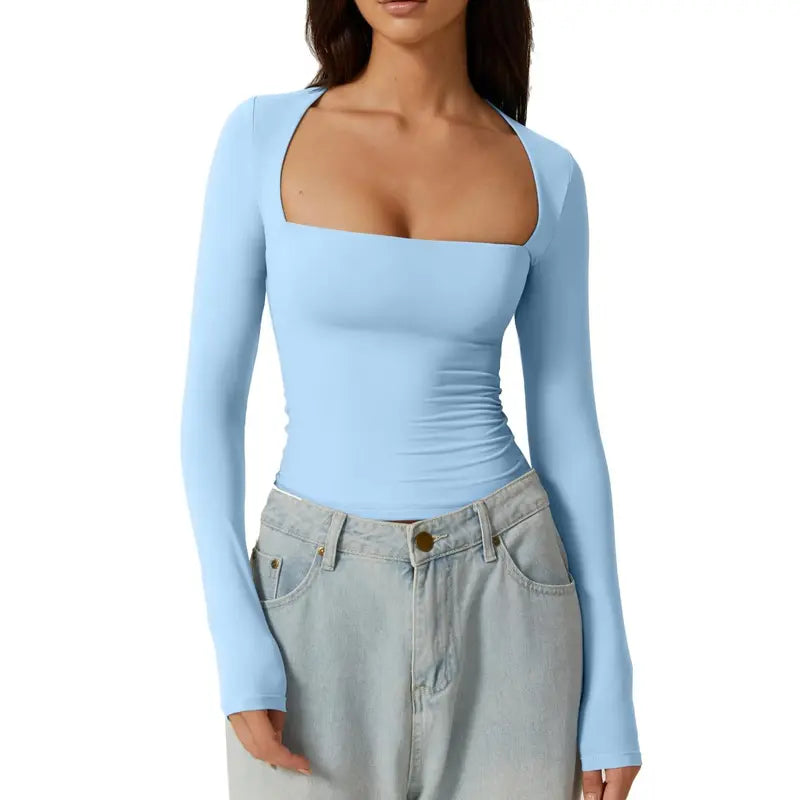 SQUARE NECK FITTED TOP