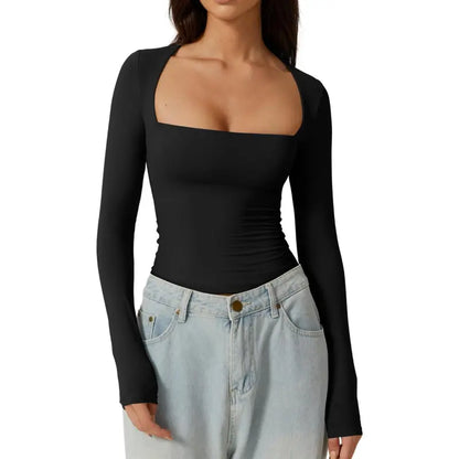 SQUARE NECK FITTED TOP