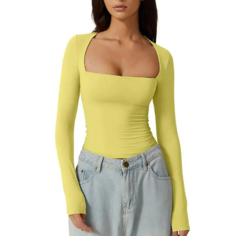 SQUARE NECK FITTED TOP