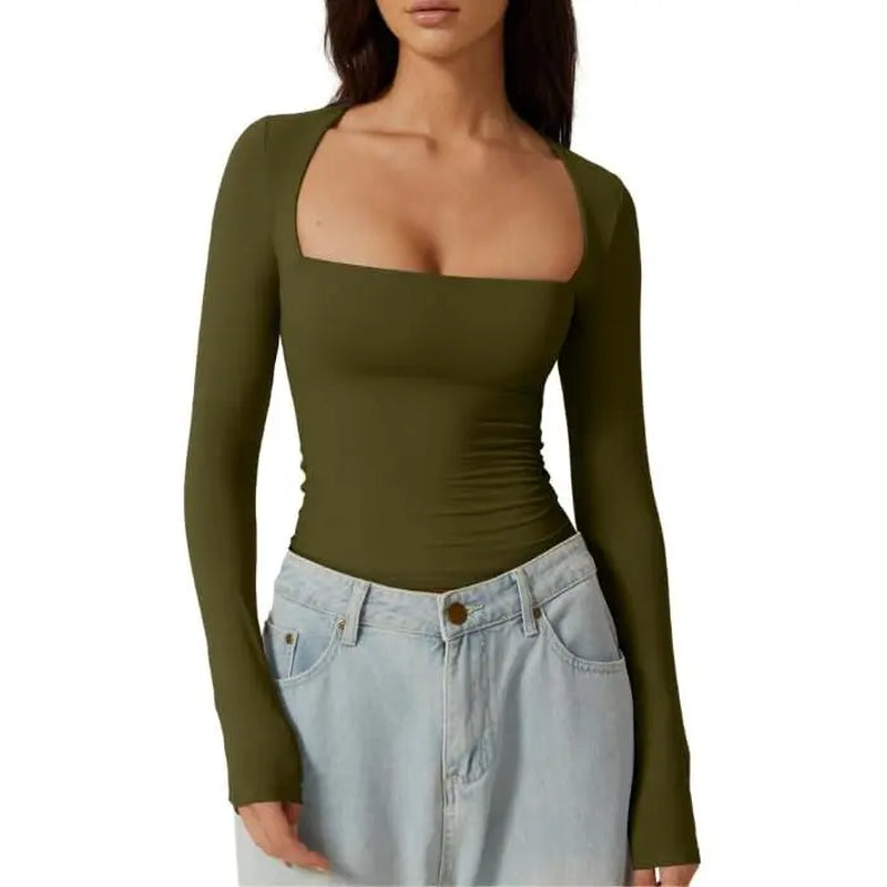 SQUARE NECK FITTED TOP