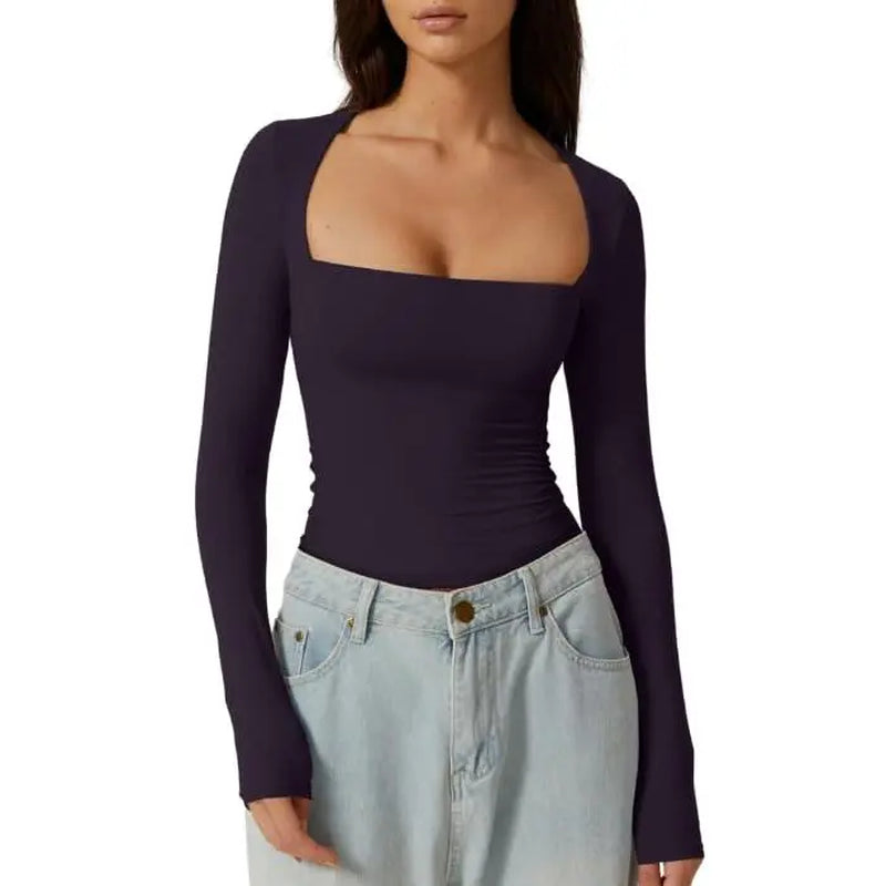 SQUARE NECK FITTED TOP