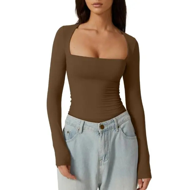 SQUARE NECK FITTED TOP