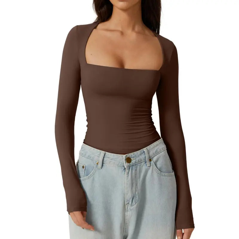 SQUARE NECK FITTED TOP