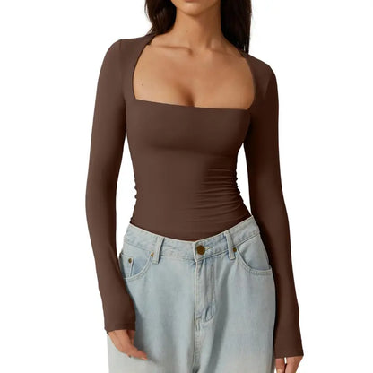 SQUARE NECK FITTED TOP